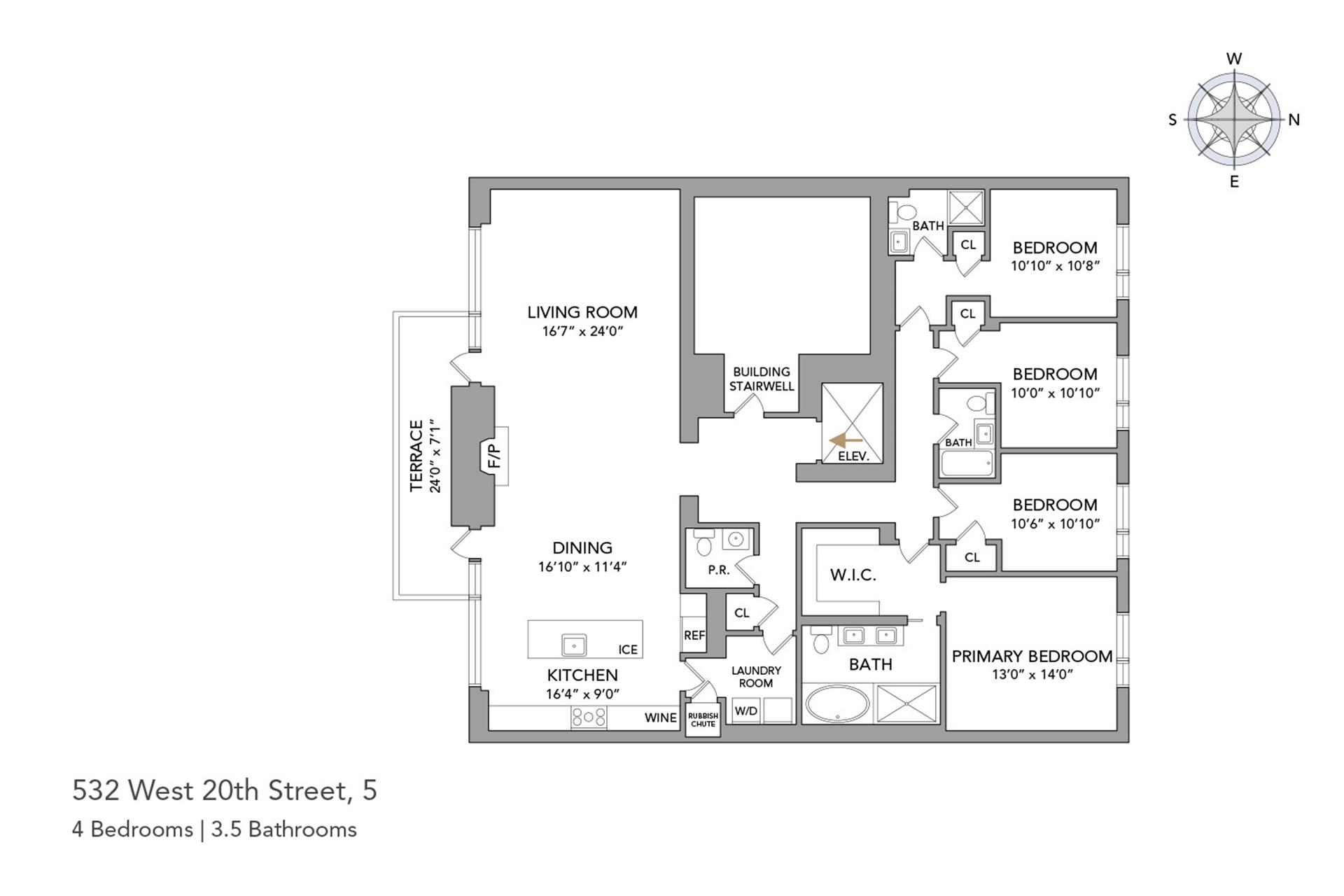 Floorplan for 532 West 20th Street, 5