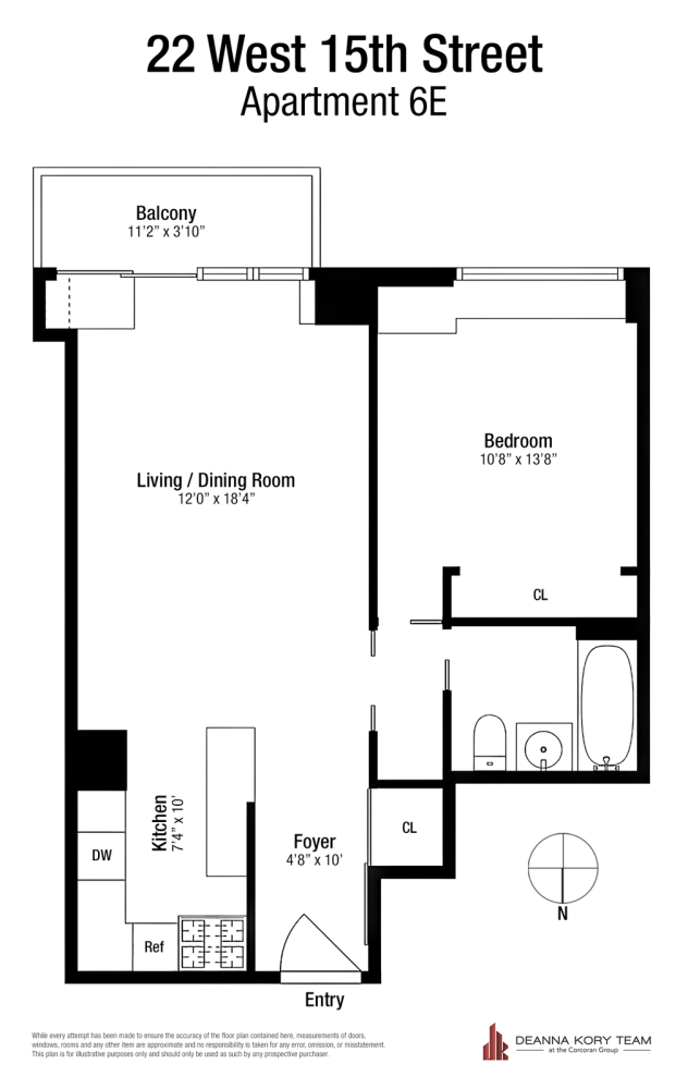 Floorplan for 22 West 15th Street, 6E