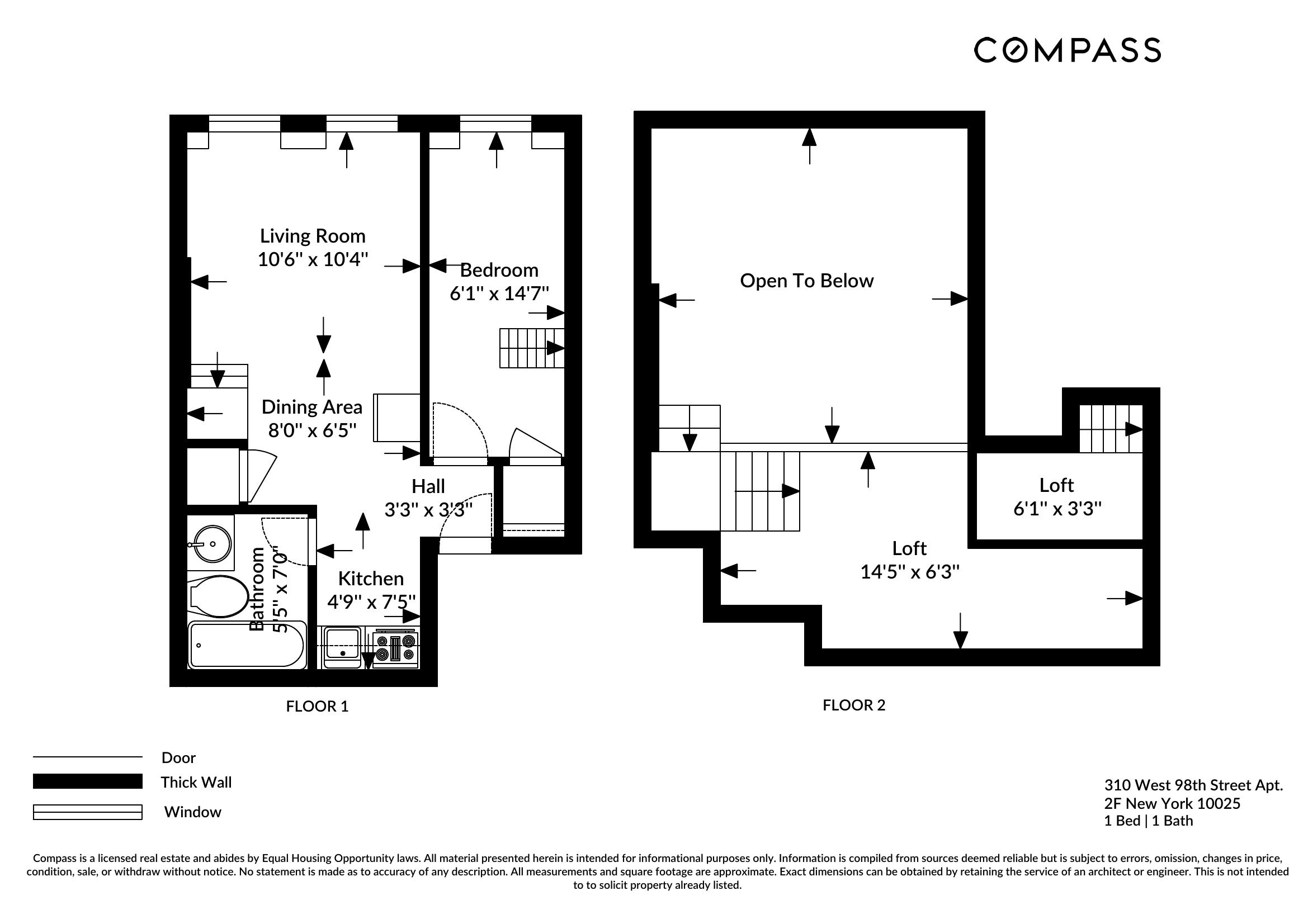 Floorplan for 310 West 98th Street, 2F