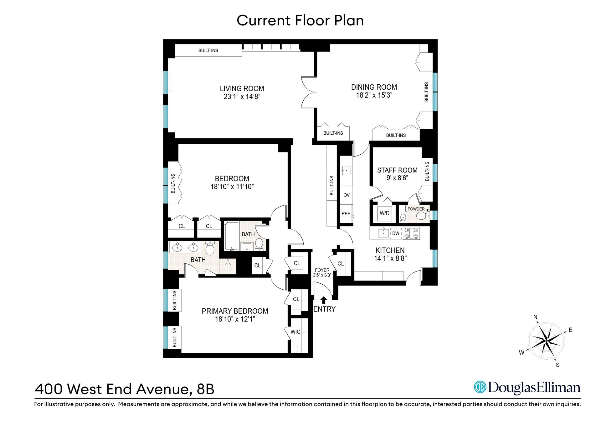 Floorplan for 400 West End Avenue, 8B