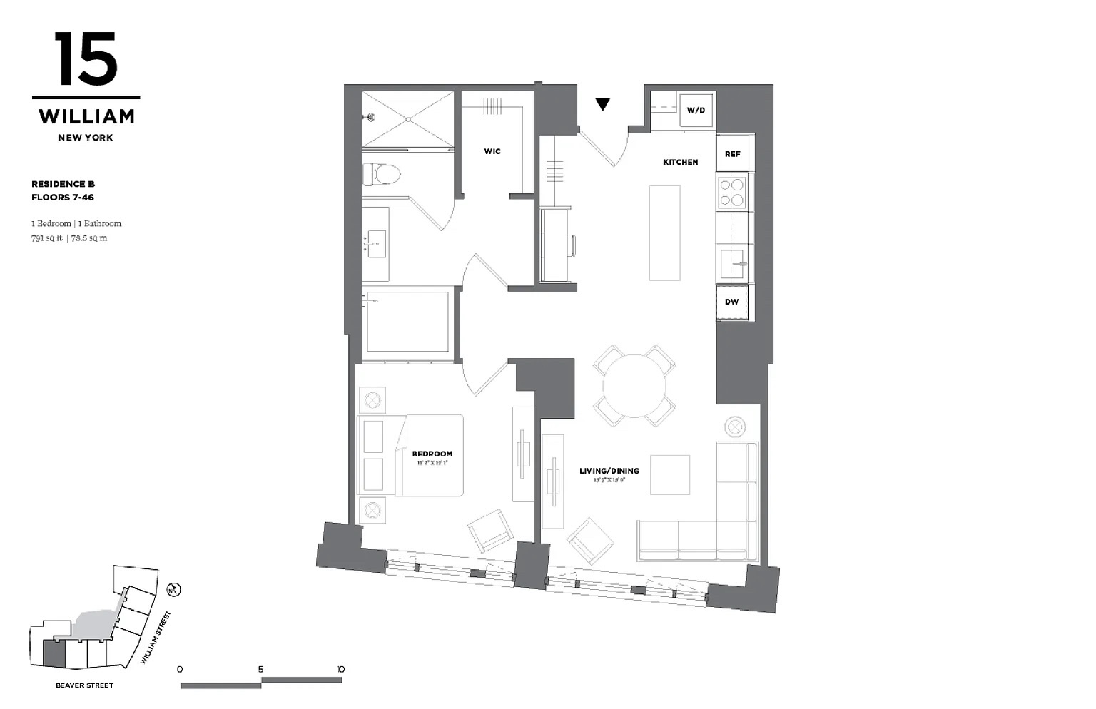 Floorplan for 15 William Street, 7B