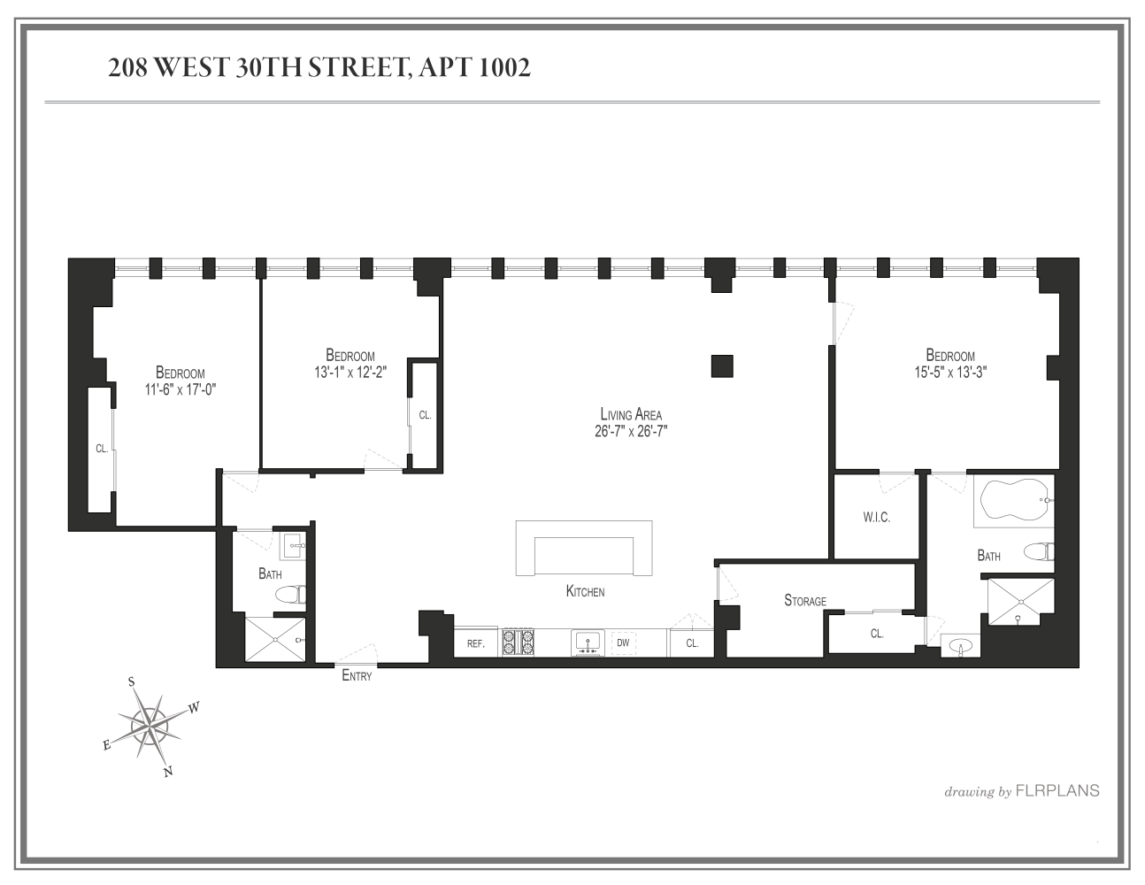 Floorplan for 208 West 30th Street, 1002