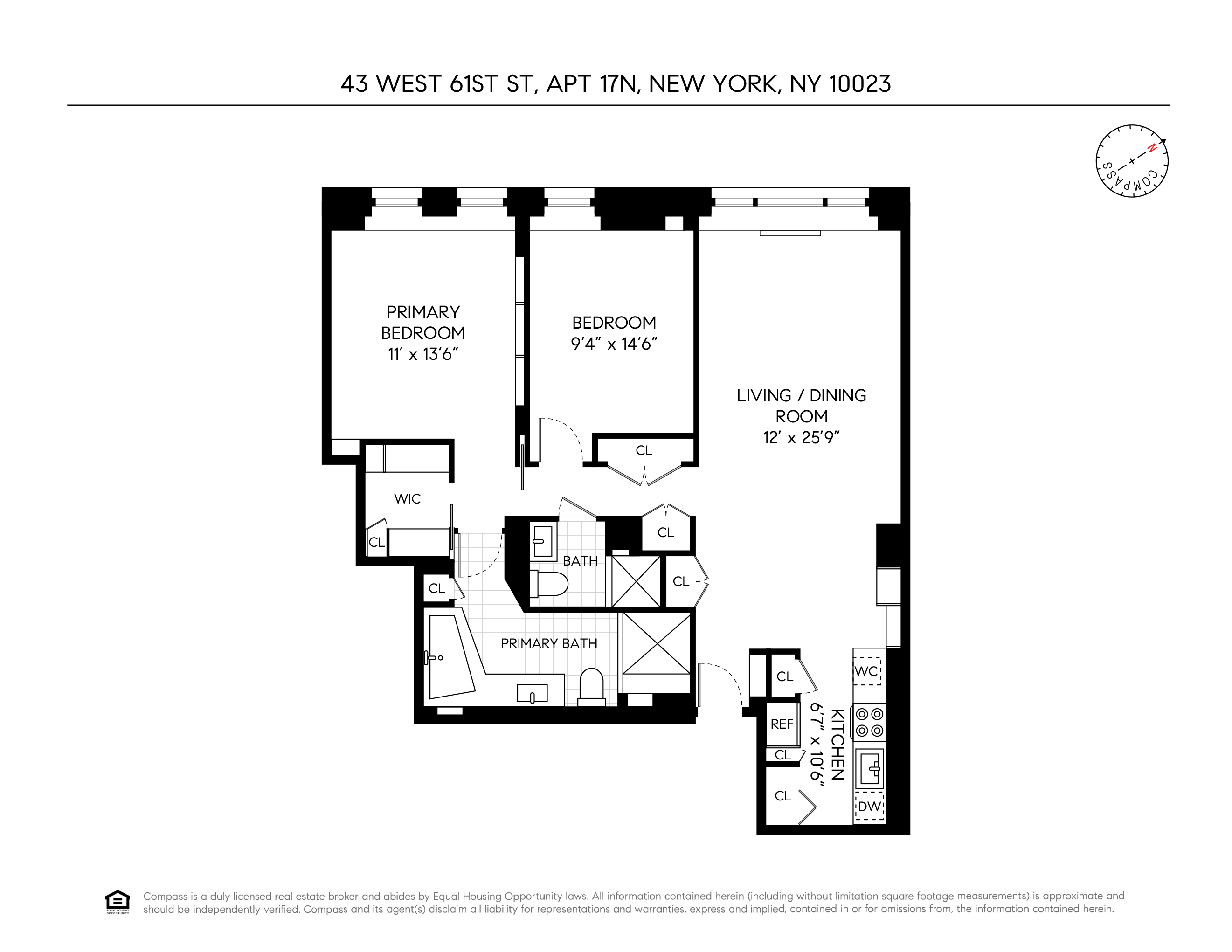 Floorplan for 43 West 61st Street, 17N