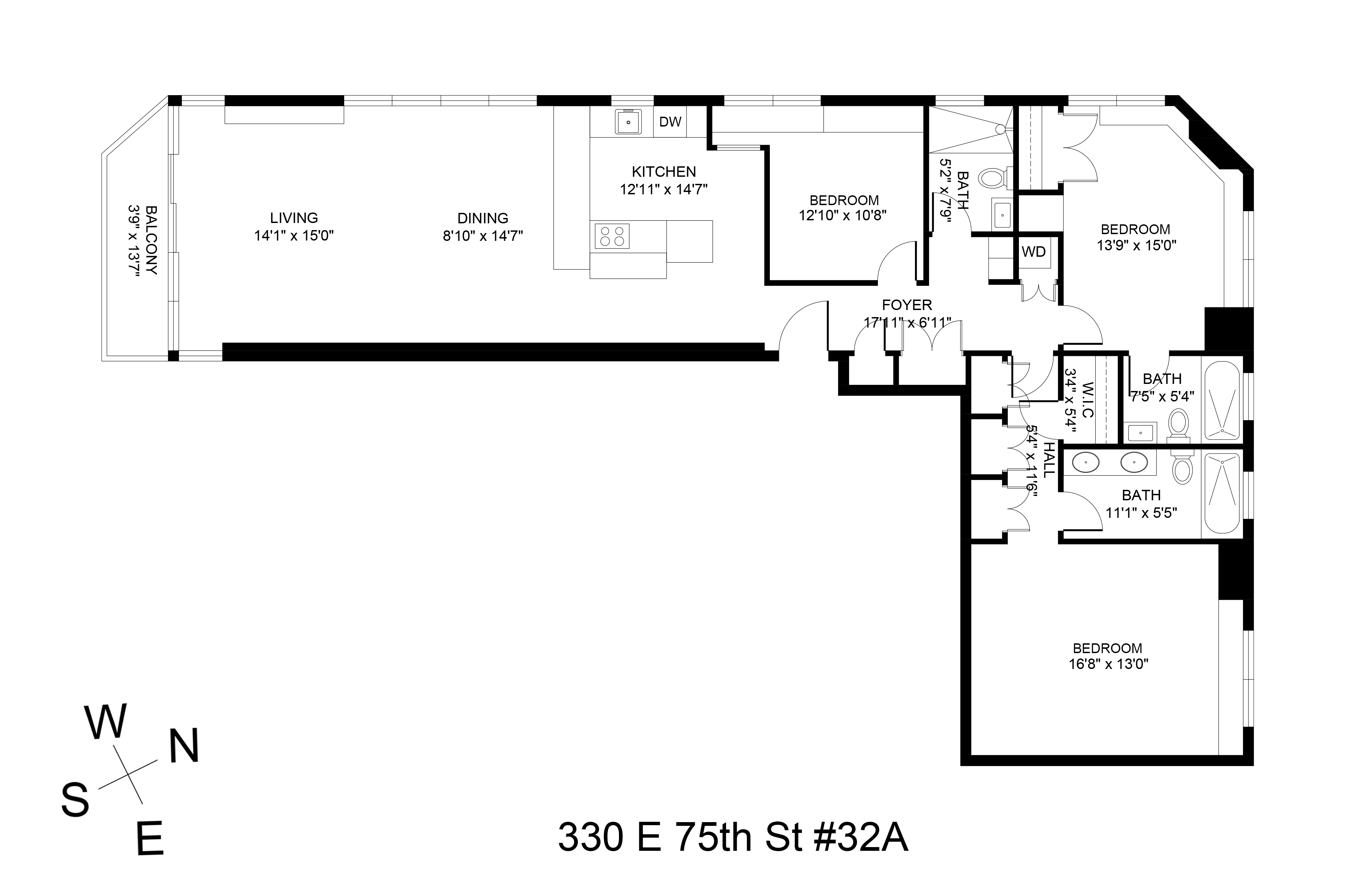 Floorplan for 330 East 75th Street, 32A