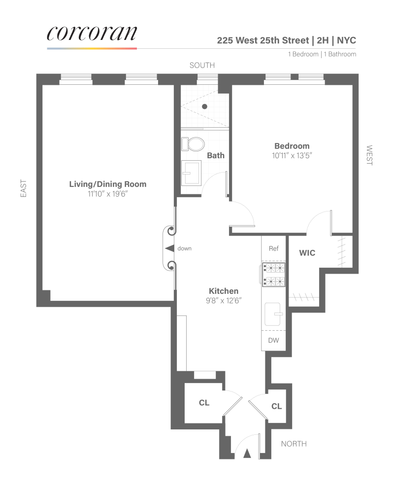 Floorplan for 225 West 25th Street, 2H