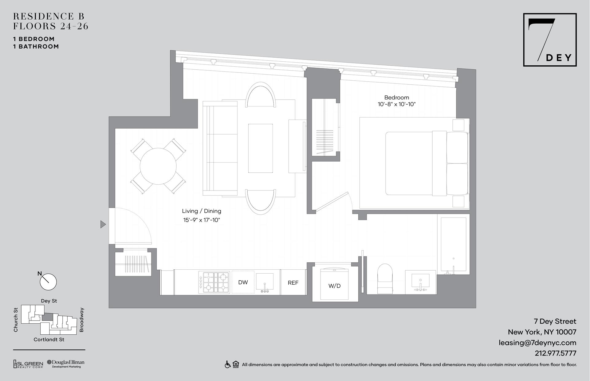 Floorplan for 7 Dey Street, 24B