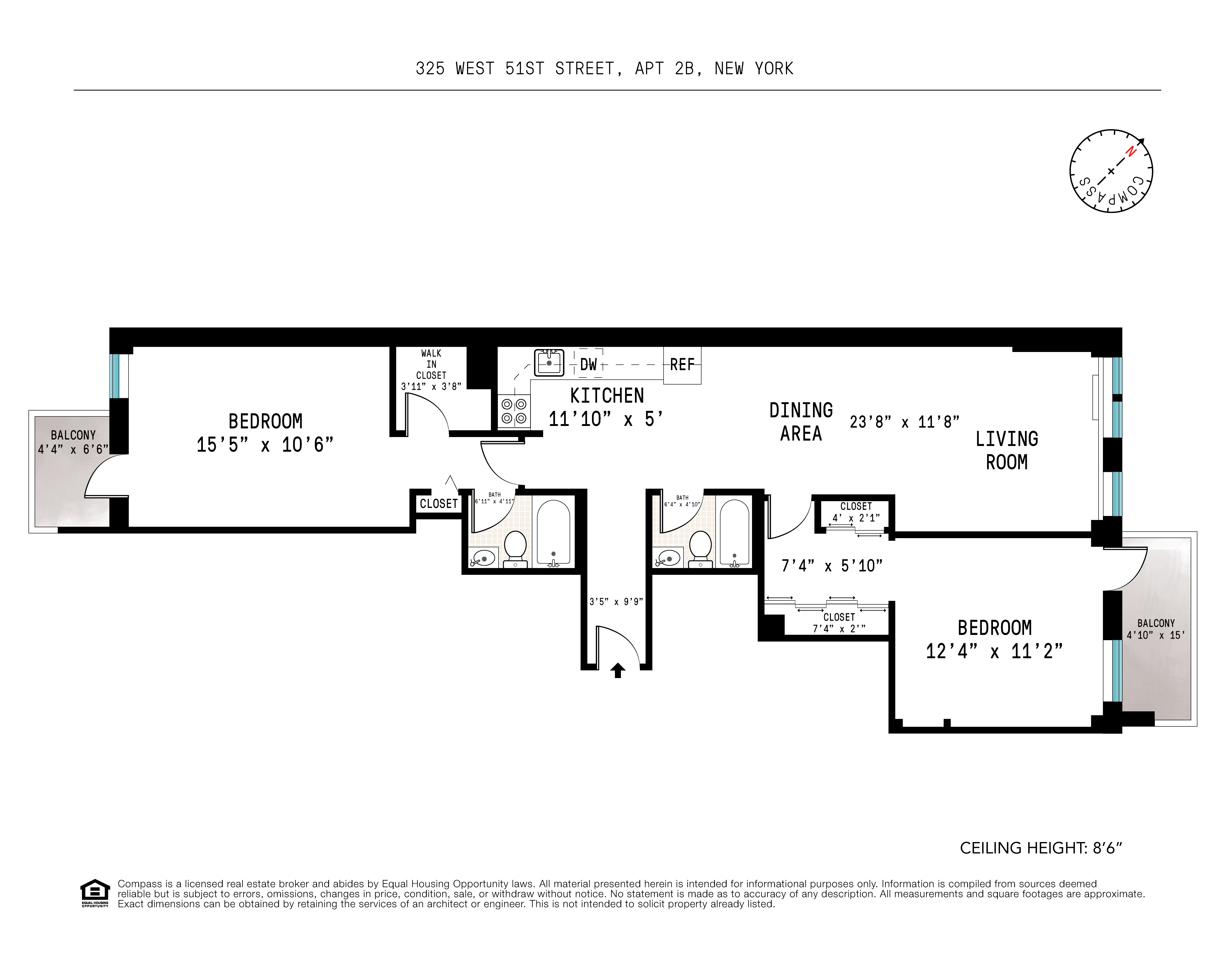 Floorplan for 325 West 51st Street, 2B