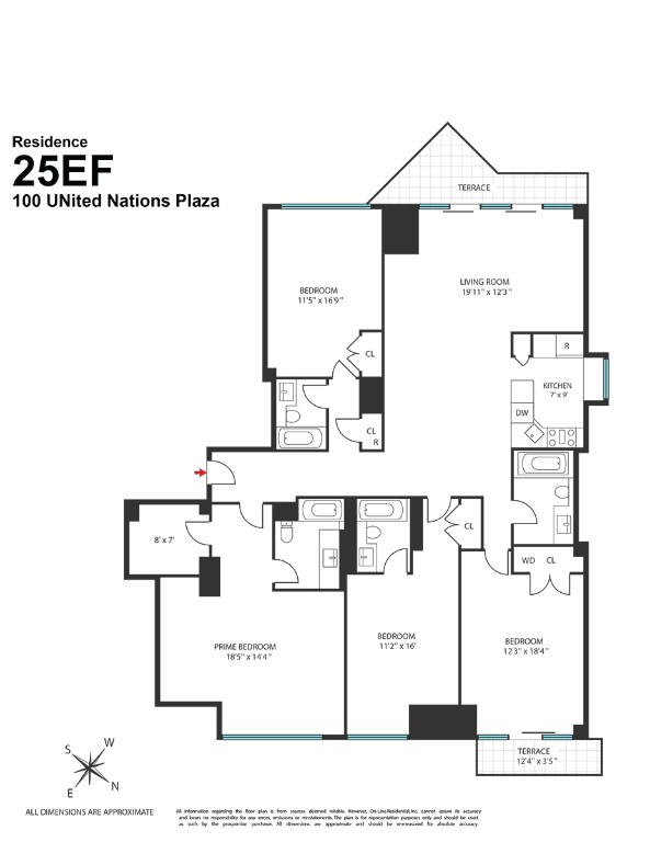 Floorplan for 100 United Nations Plaza, 25EF