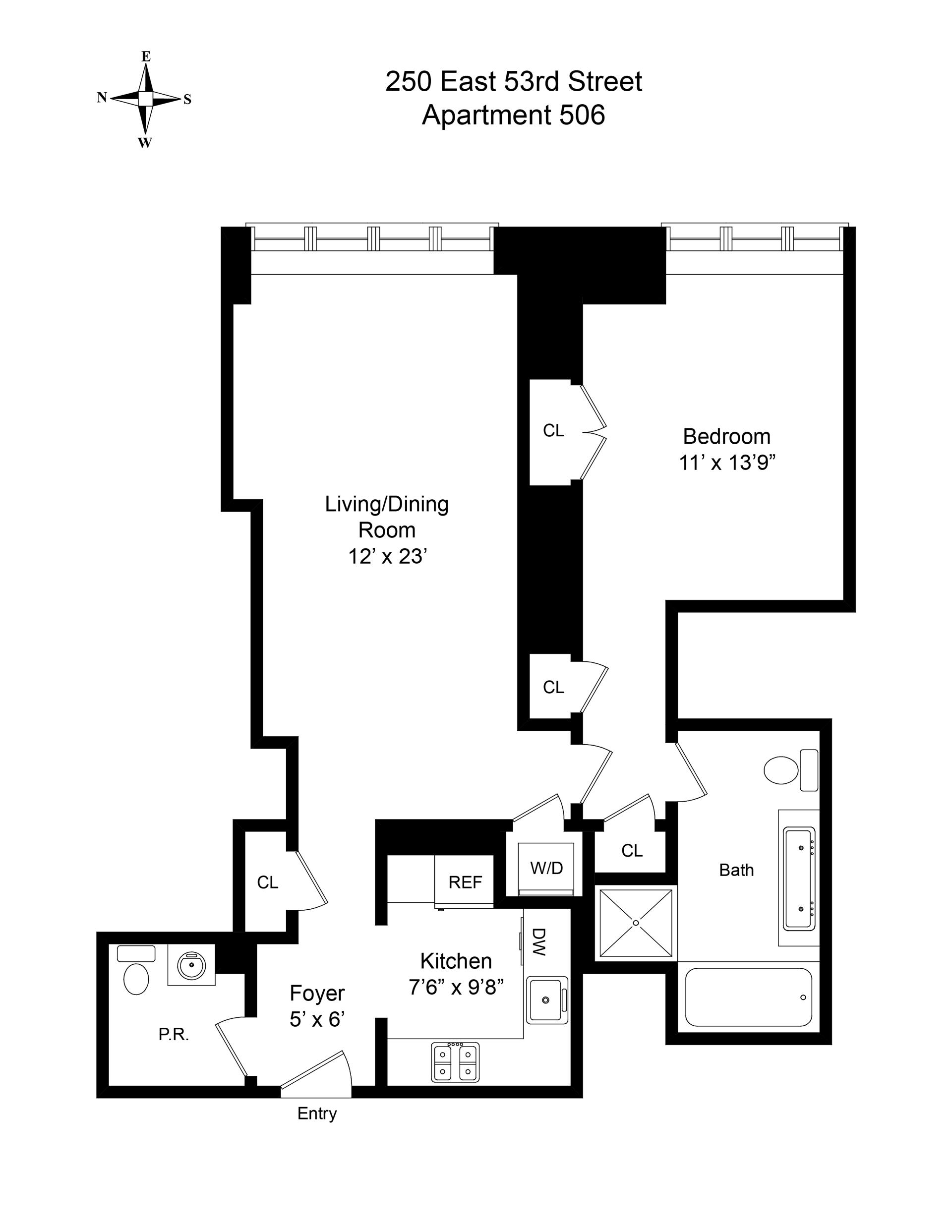 Floorplan for 250 East 53rd Street, 506