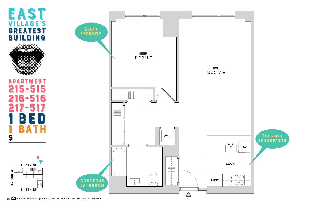 Floorplan for 510 East 14th Street, 515