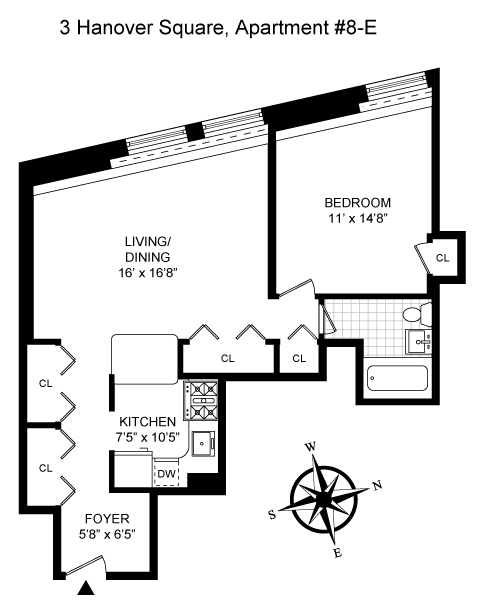 Floorplan for 3 Hanover Square, 8E