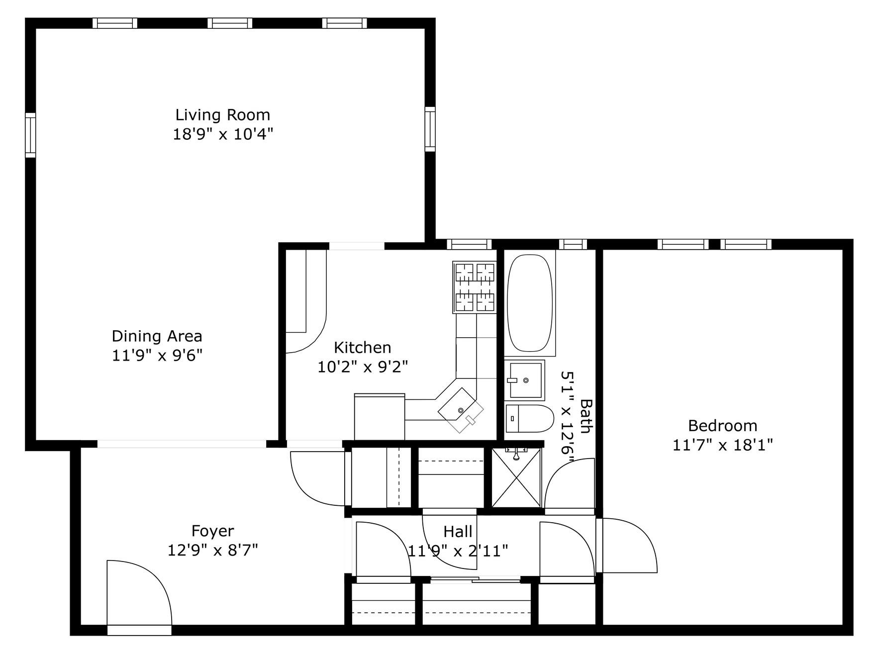 Floorplan for 77-11 35th Avenue, 2-P