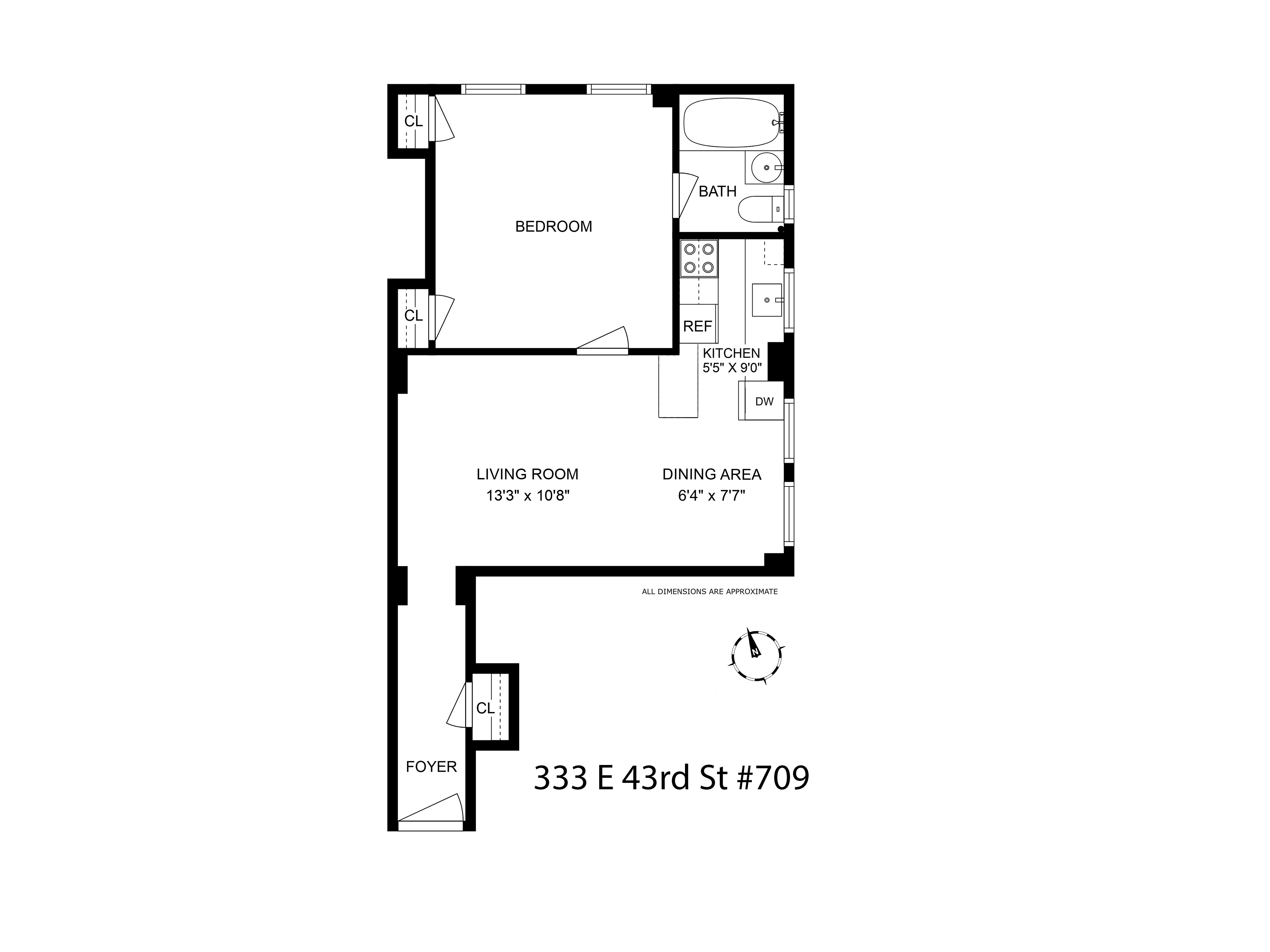 Floorplan for 333 East 43rd Street, 709