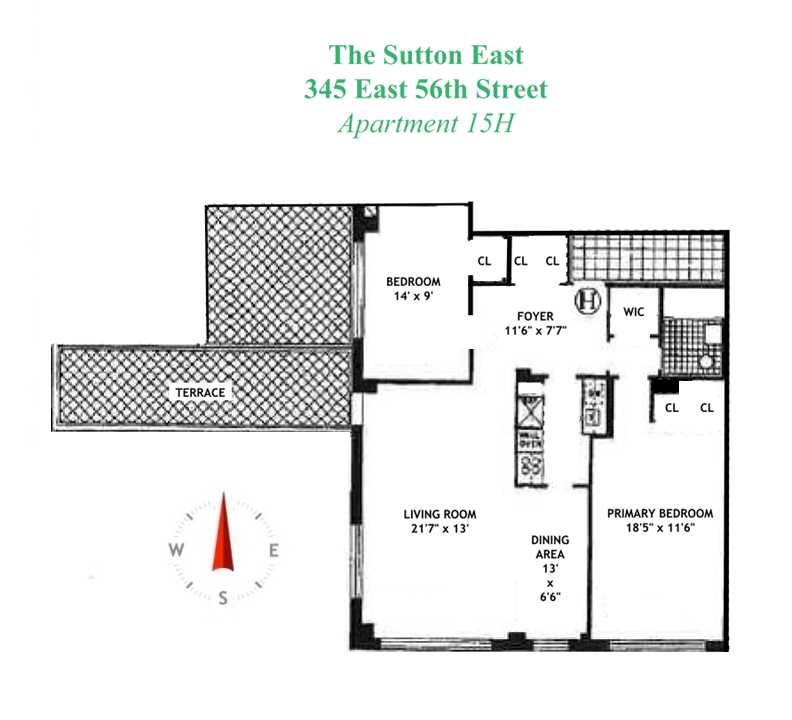 Floorplan for 345 East 56th Street, 15H