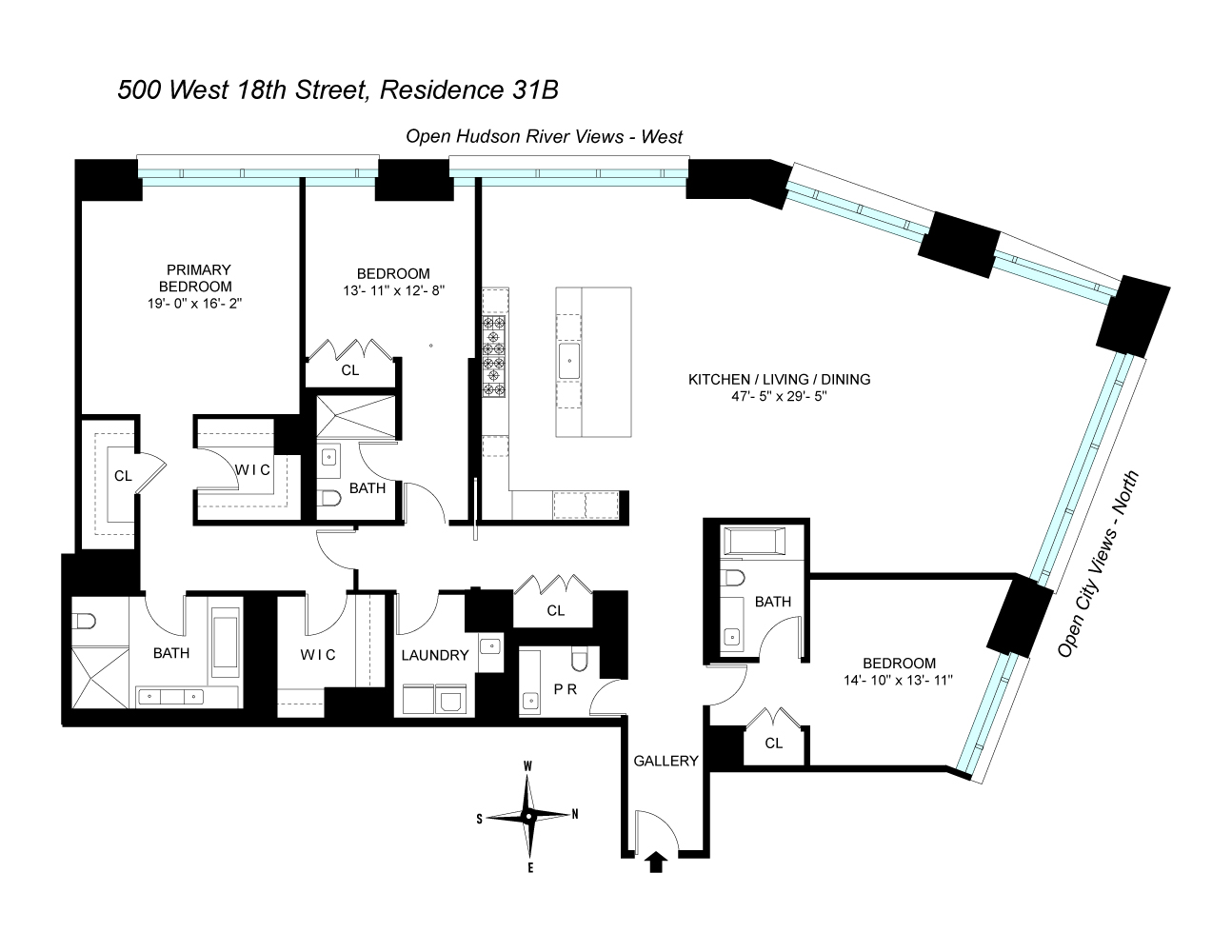 Floorplan for 500 West 18th Street, WEST31B