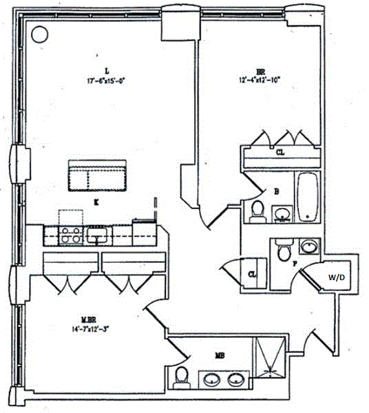 Floorplan for 310 West 52nd Street, 20H