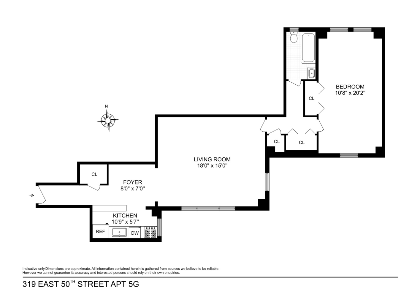 Floorplan for 319 East 50th Street, 5G