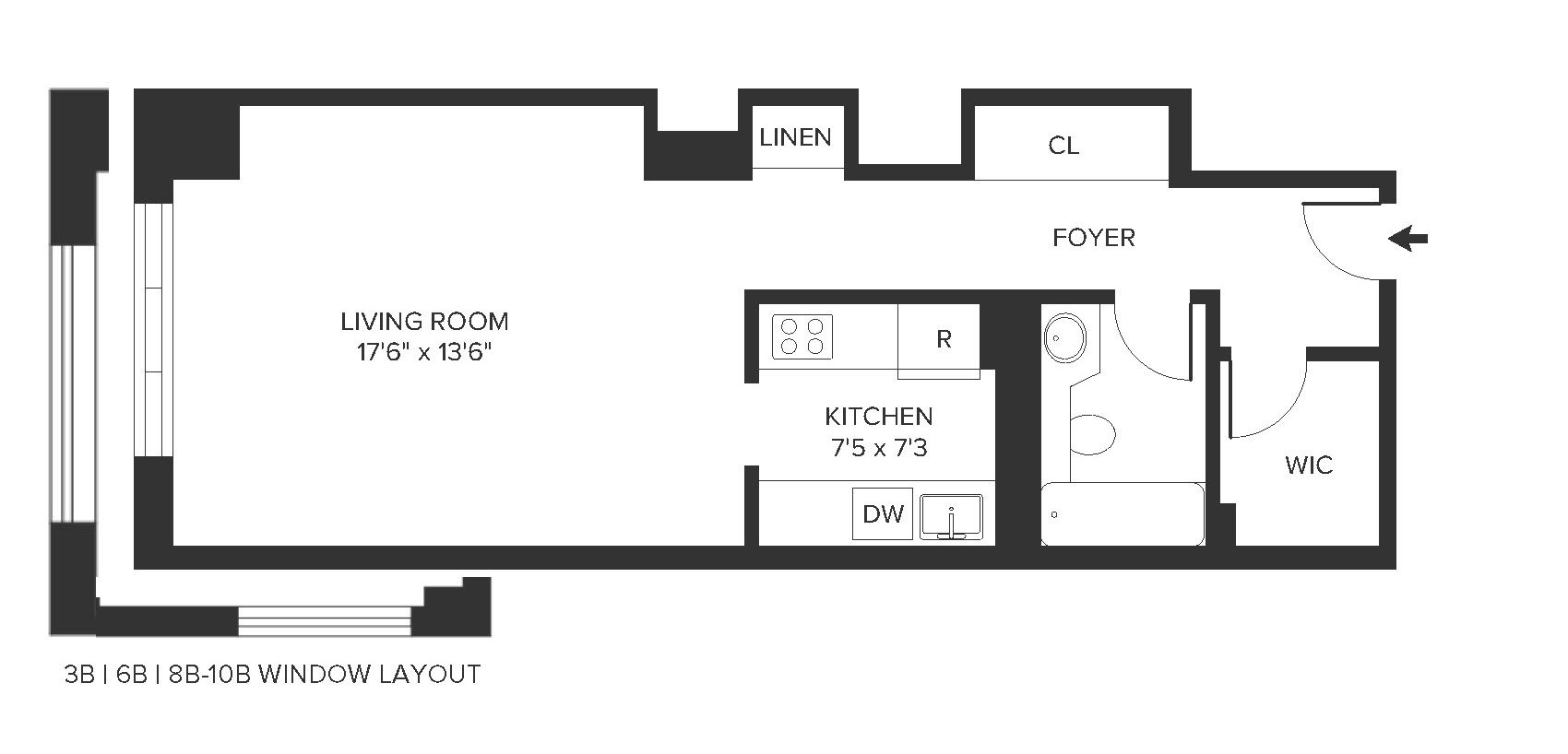 Floorplan for 260 West 52nd Street, 7-B