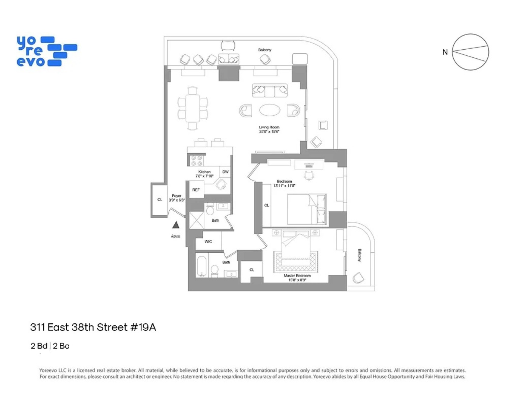 Floorplan for 311 East 38th Street, 19A