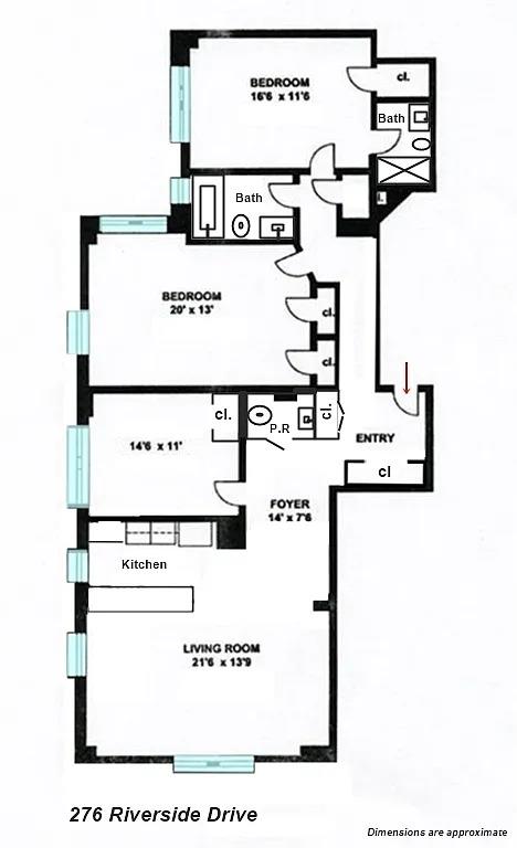 Floorplan for 276 Riverside Drive, 6-D