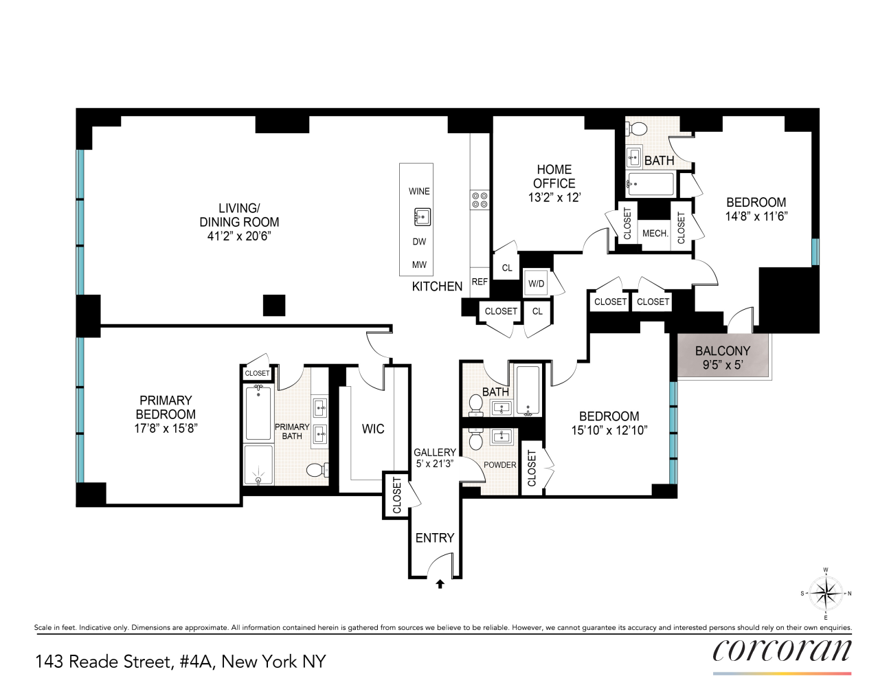 Floorplan for 143 Reade Street, 4A