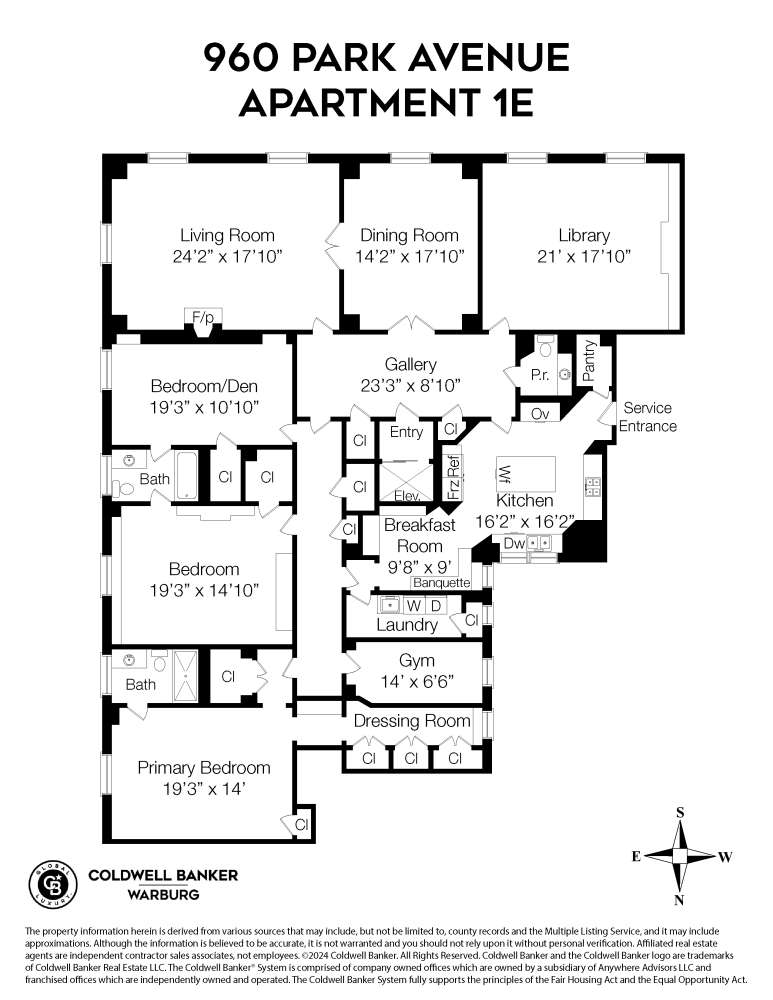 Floorplan for 960 Park Avenue, 1E