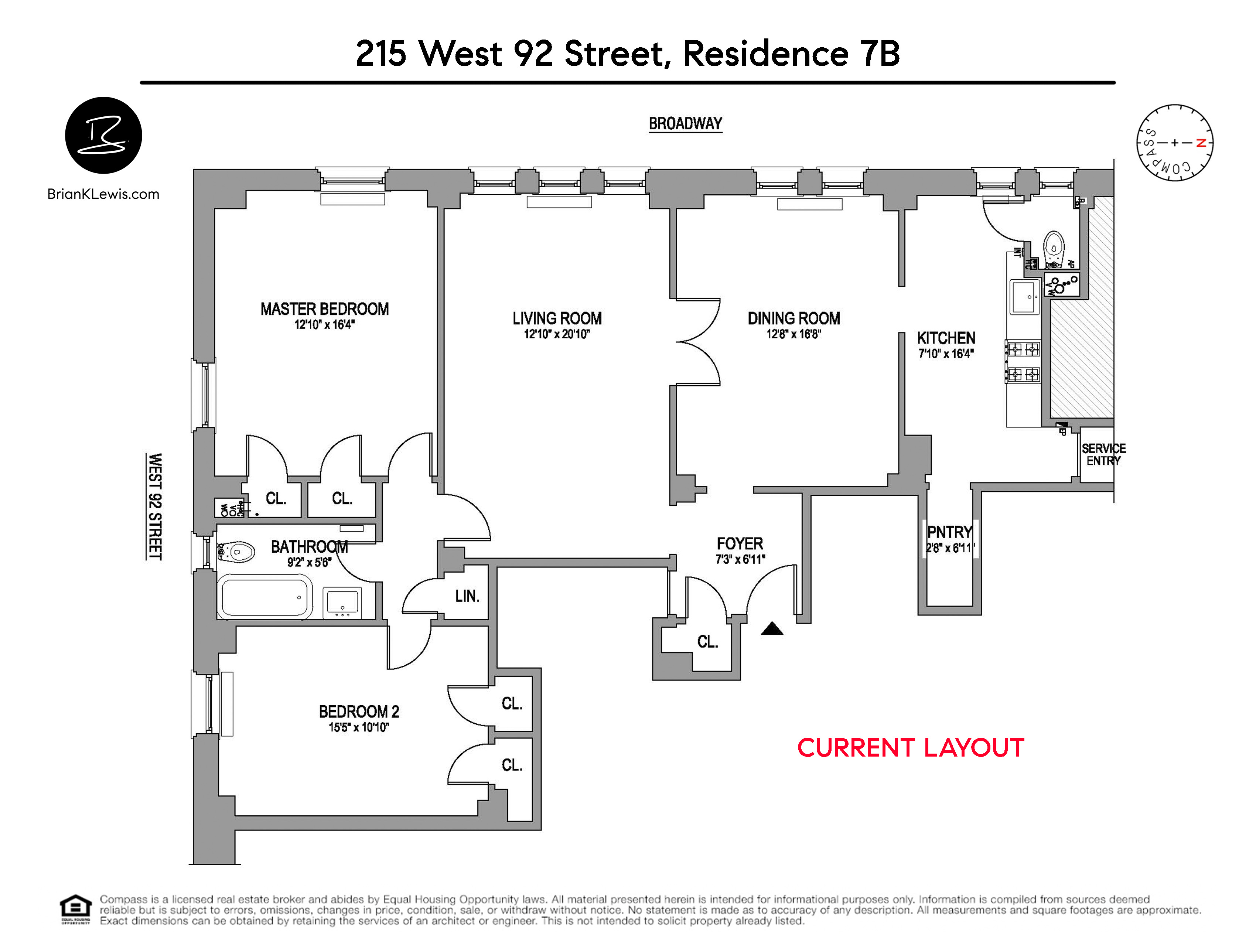 Floorplan for 215 West 92nd Street, 7B