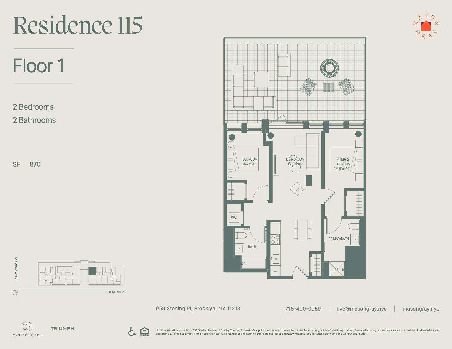 Floorplan for 955 Sterling Place, 115