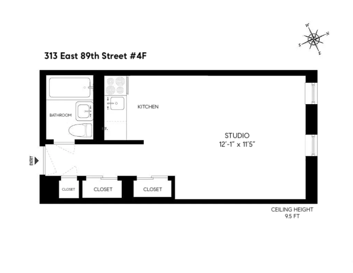 Floorplan for 313 East 89th Street, 4F