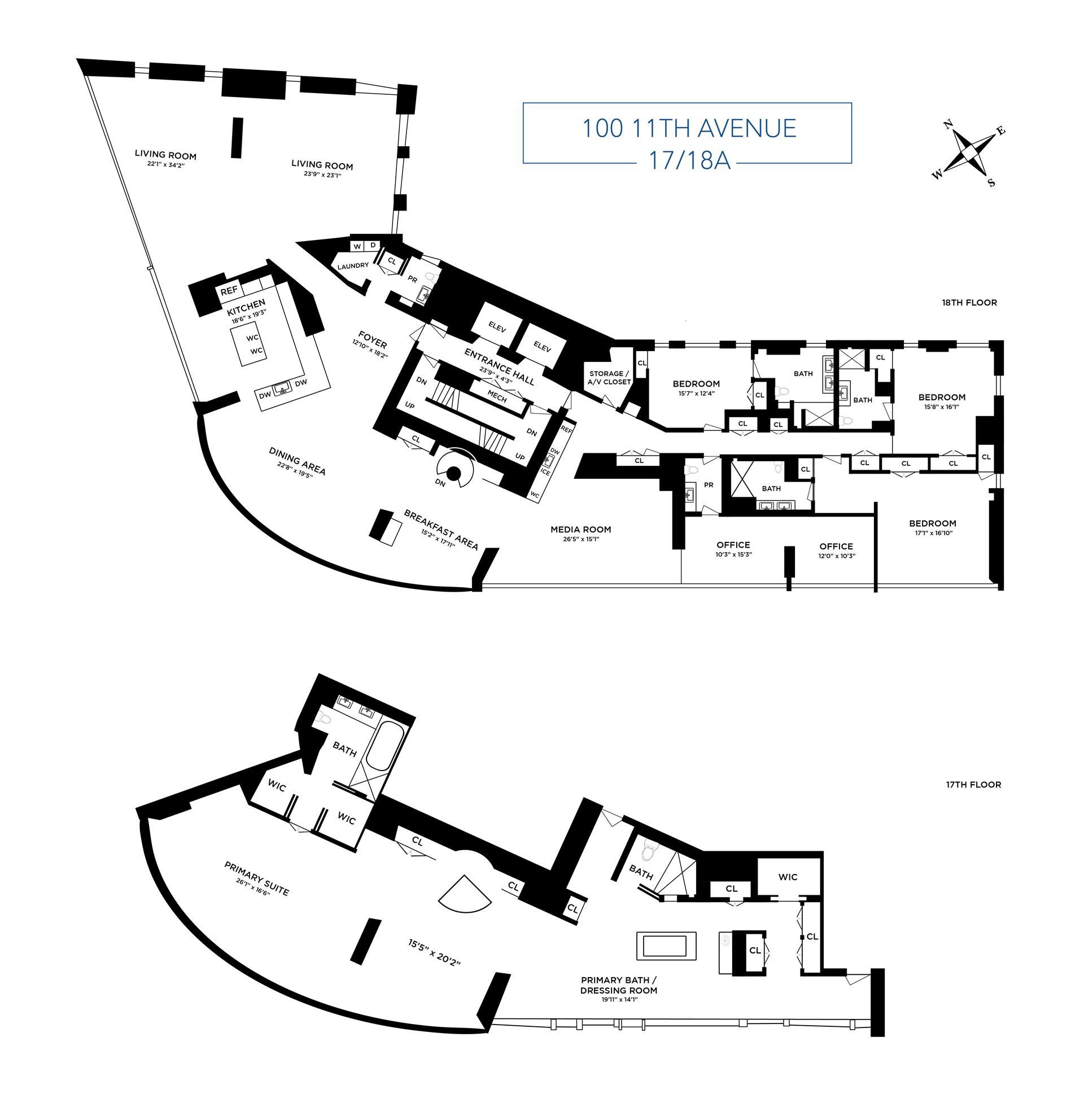 Floorplan for 100 11th Avenue, 17/18A