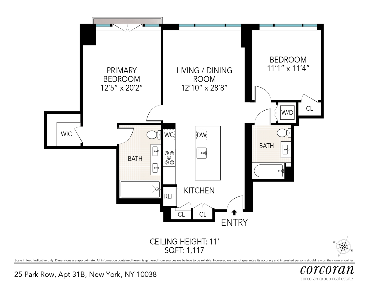 Floorplan for 25 Park Row, 31B