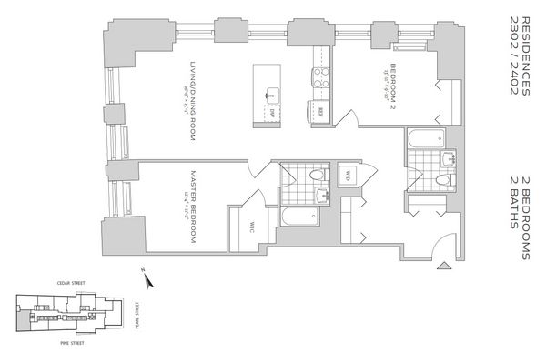 Floorplan for 70 Pine Street, 2302