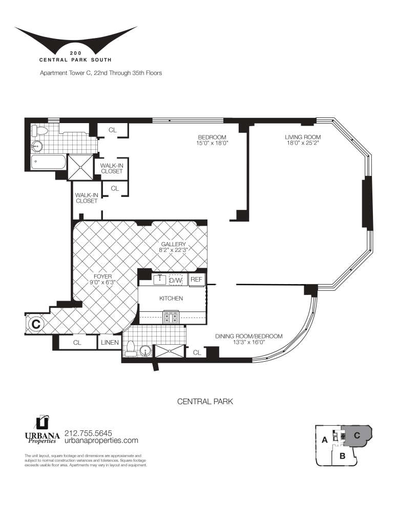 Floorplan for 200 Central Park, 35C