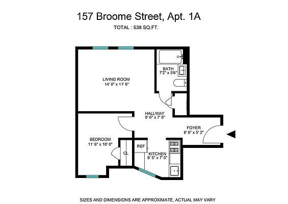 Floorplan for 157 Broome Street, 1-A