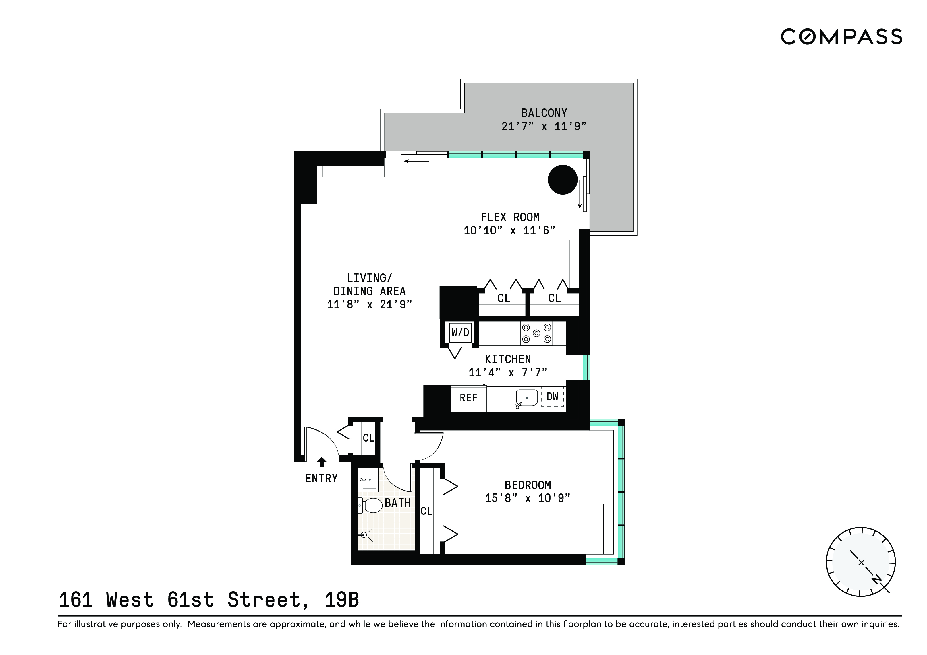 Floorplan for 161 West 61st Street, 19B