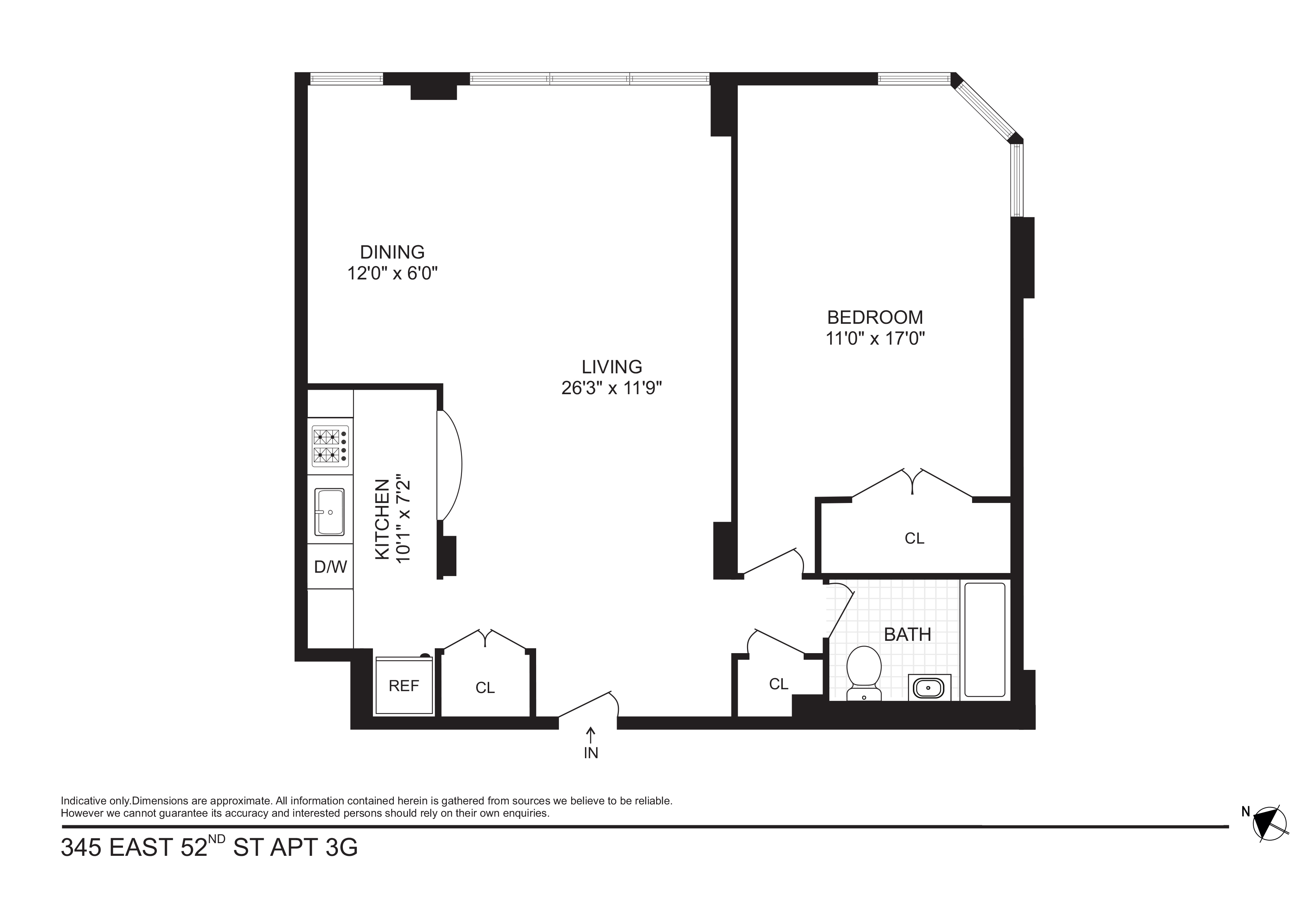 Floorplan for 345 East 52nd Street, 3G