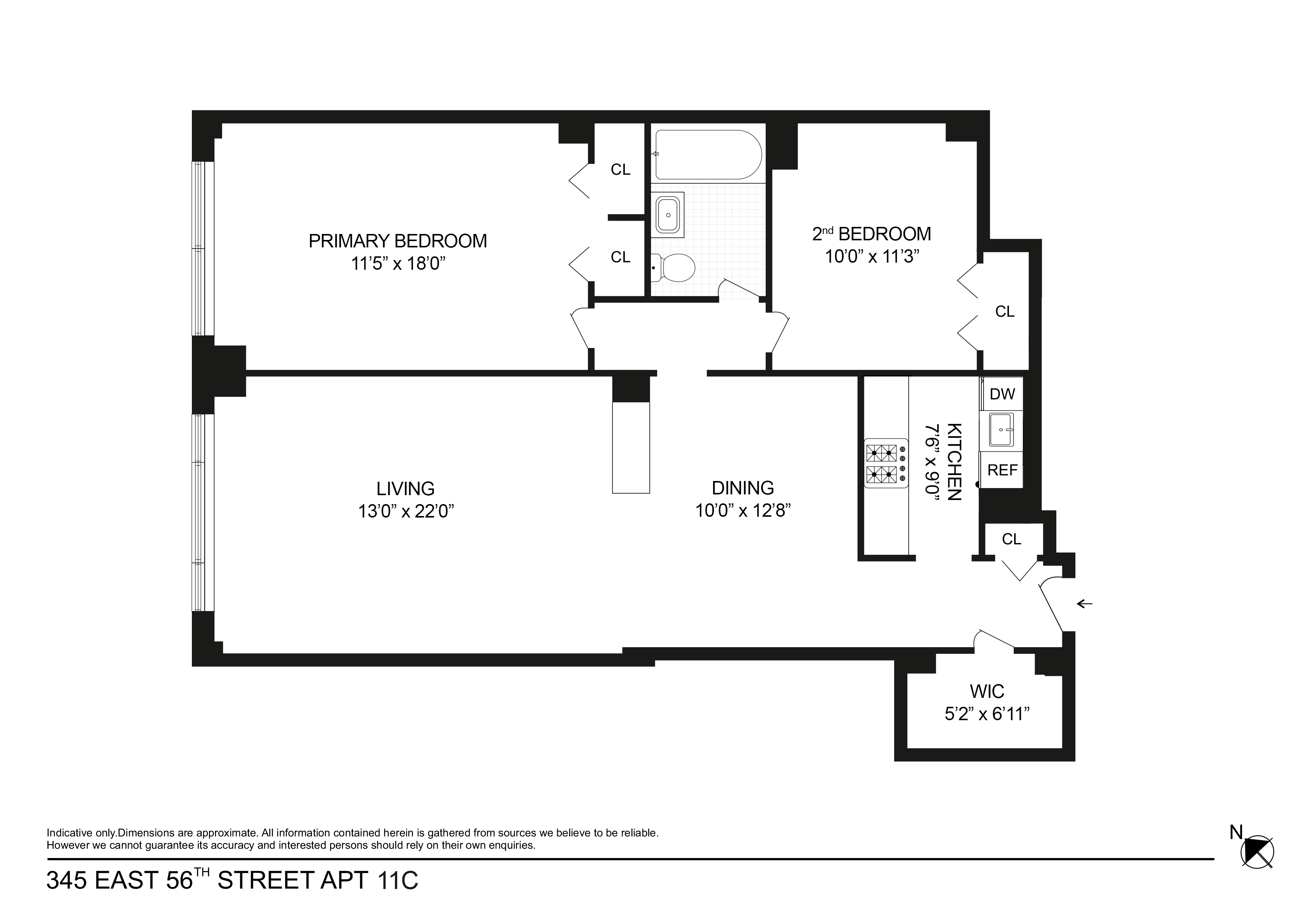 Floorplan for 345 East 56th Street, 11C