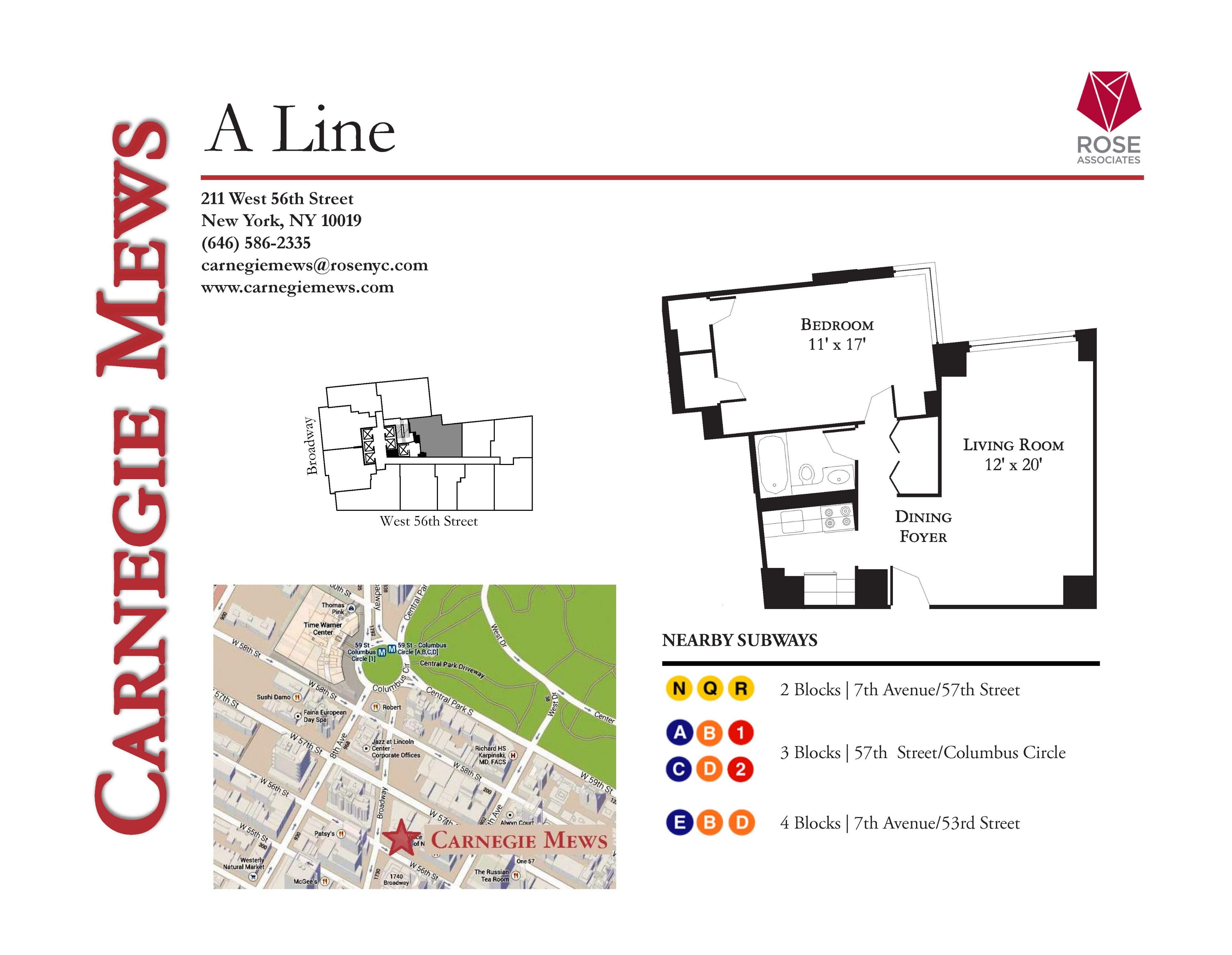 Floorplan for 211 West 56th Street, A-28