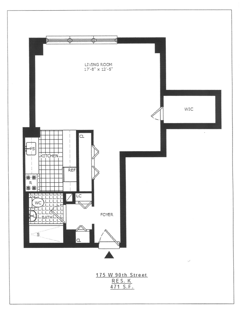 Floorplan for 175 West 90th Street, 12K