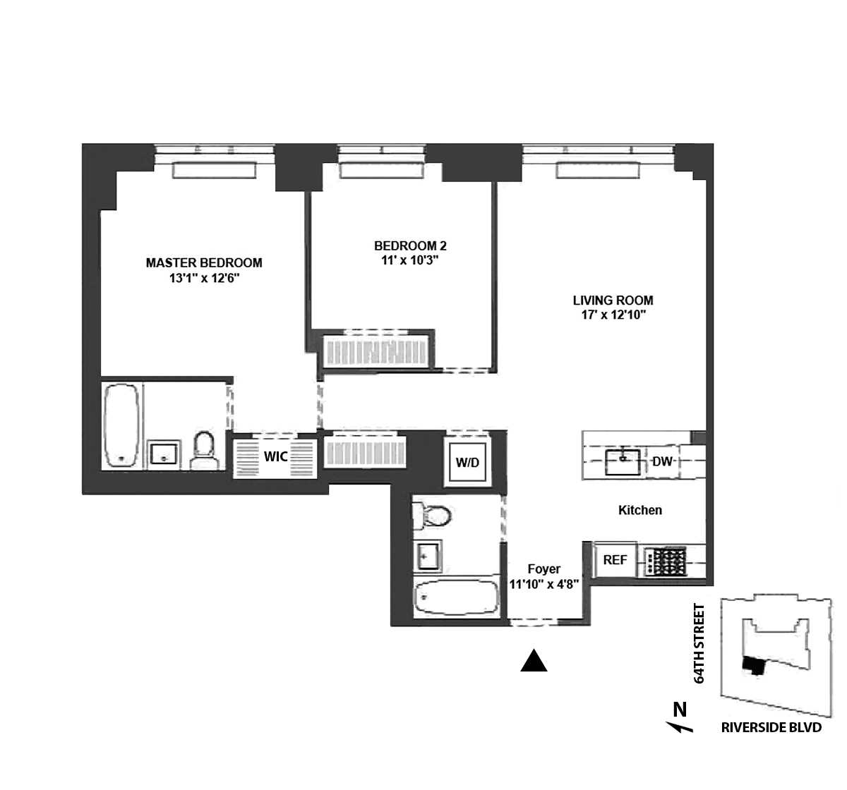 Floorplan for 80 Riverside Boulevard, 7-A