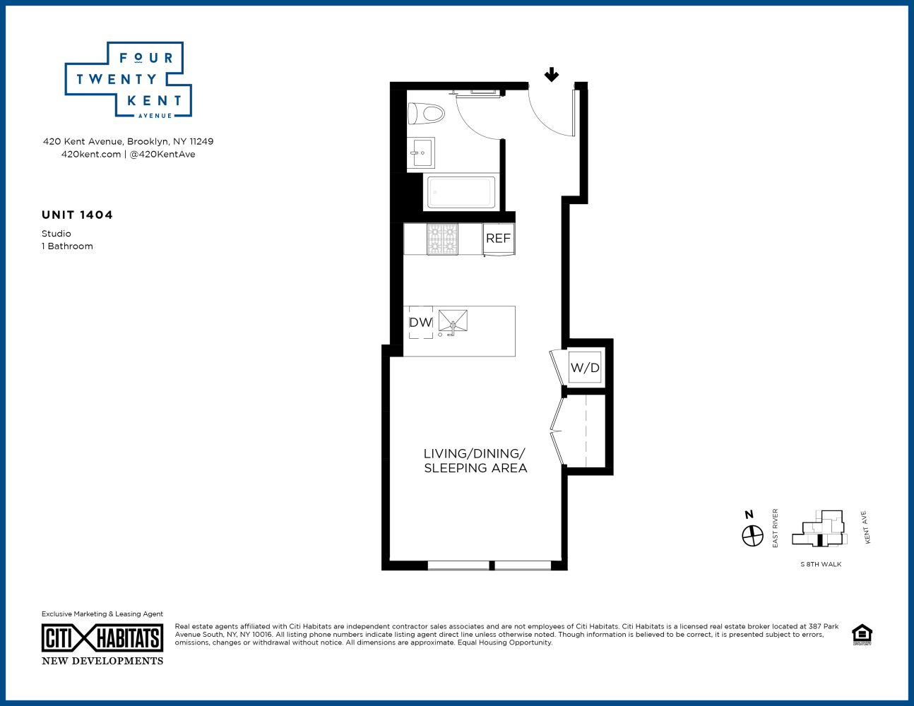 Floorplan for 420 Kent Avenue, 1404N