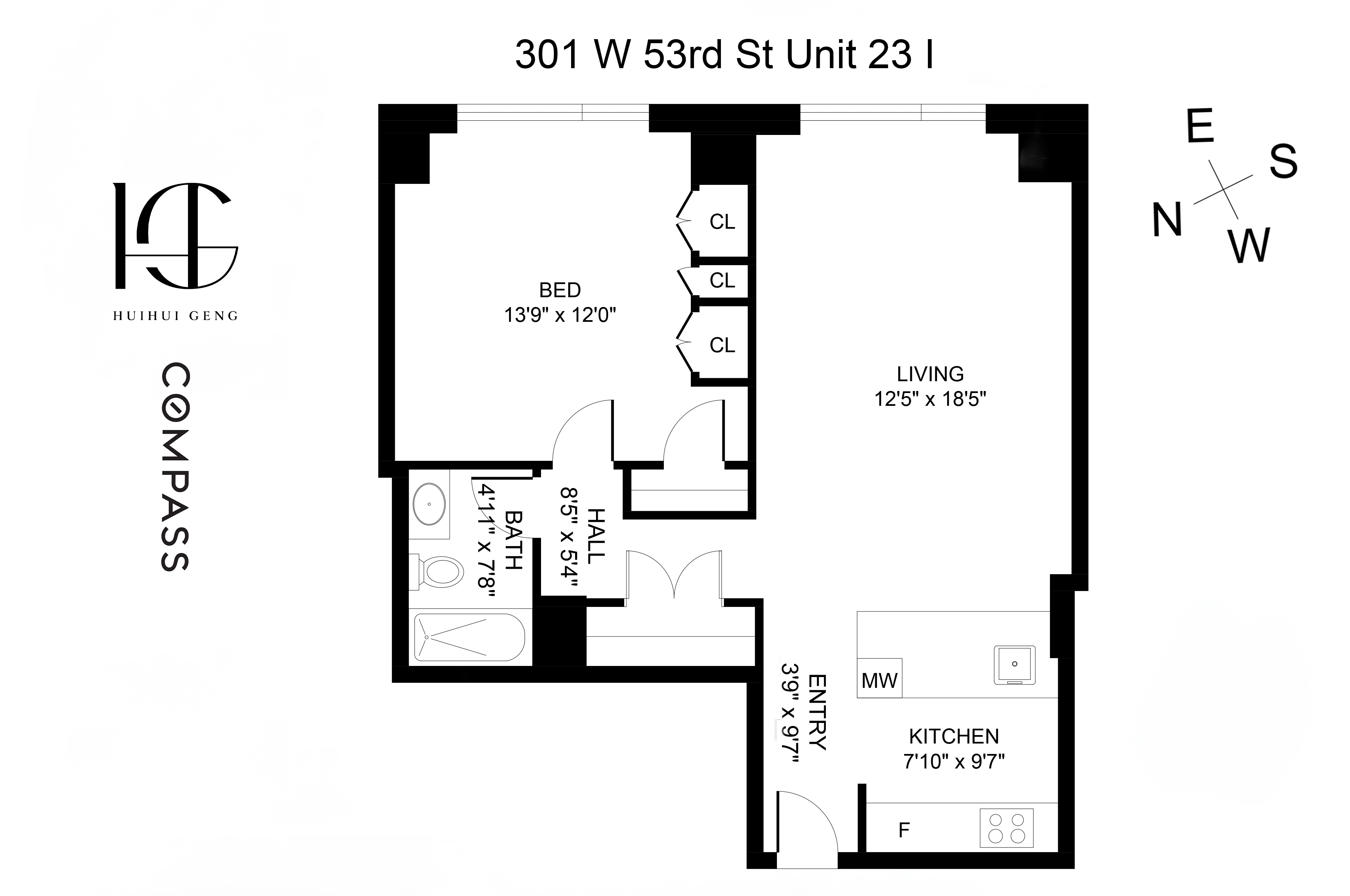 Floorplan for 301 West 53rd Street, 23I