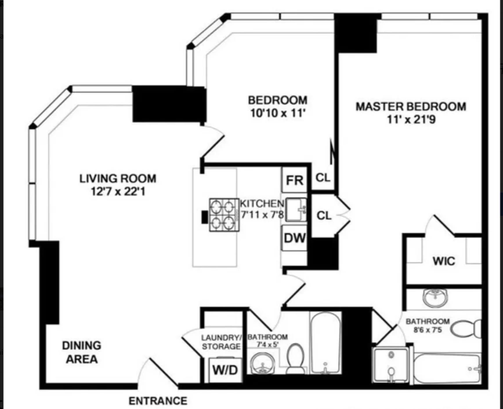 Floorplan for 415 East 37th Street, 14-F