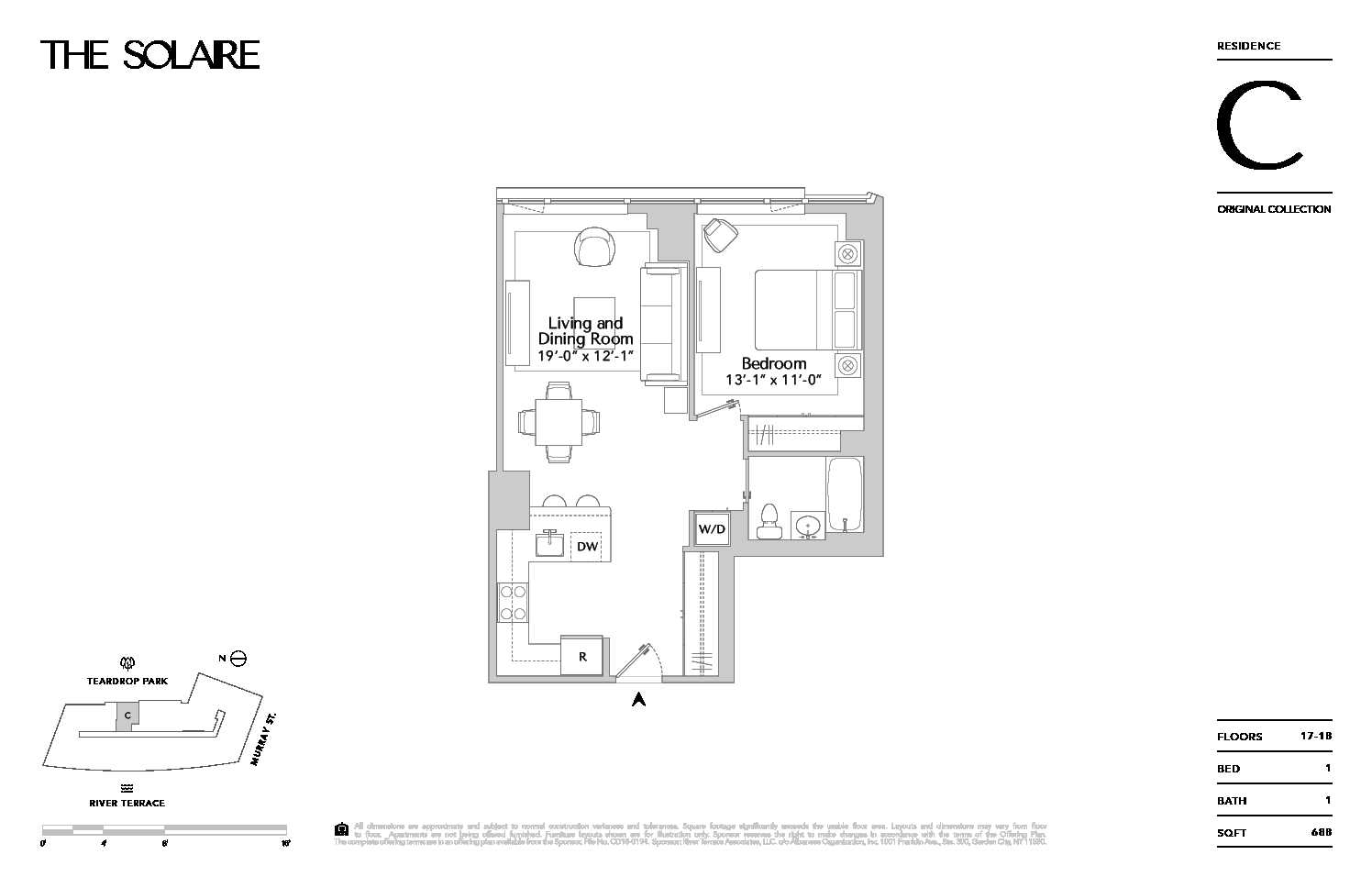 Floorplan for 20 River Terrace, 18C