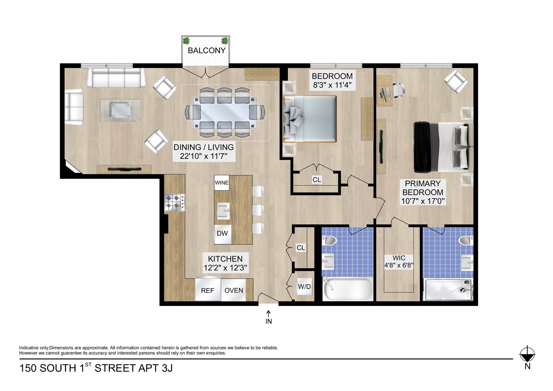 Floorplan for 150 South 1st Street, 3J