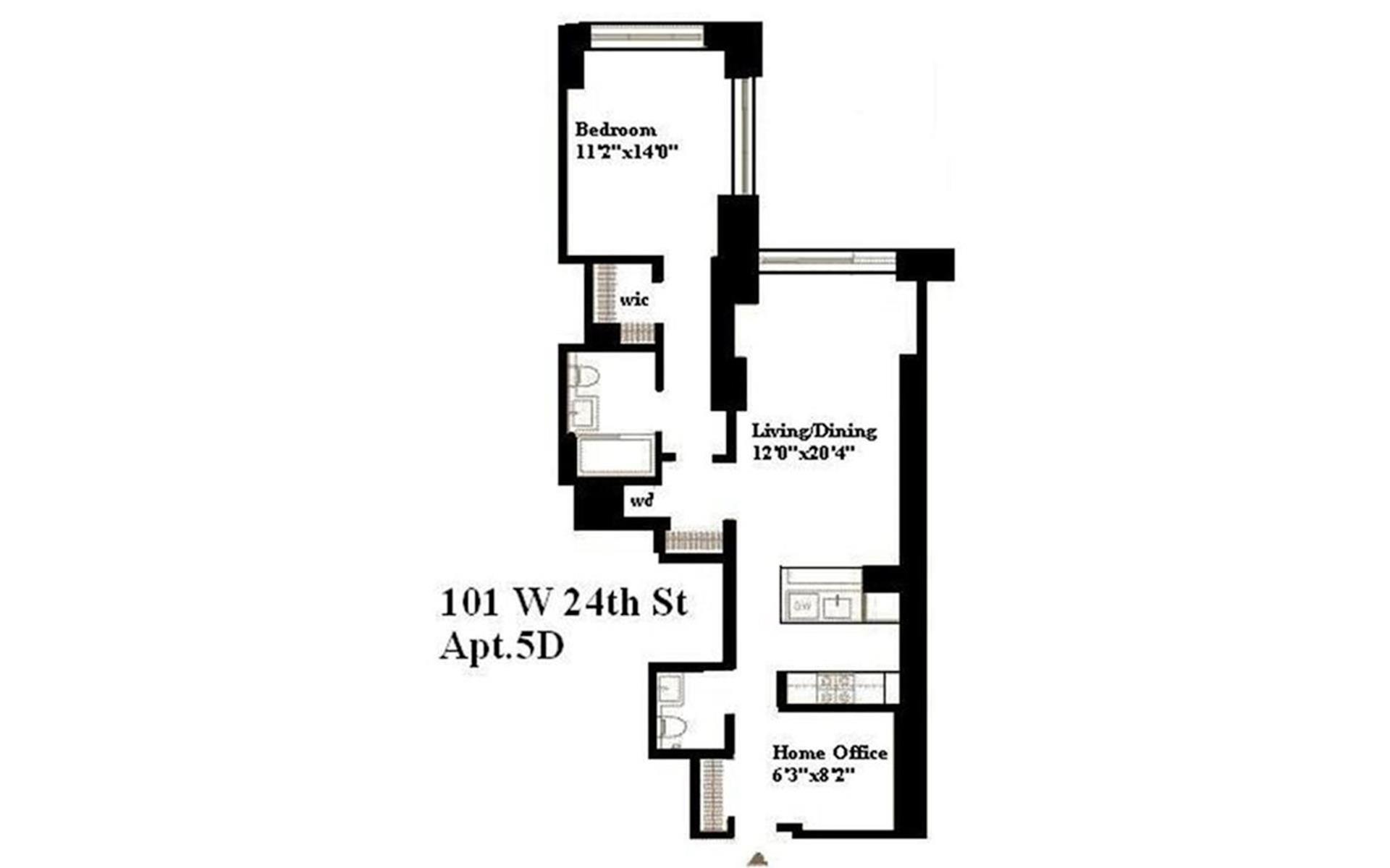 Floorplan for 101 West 24th Street, 5D