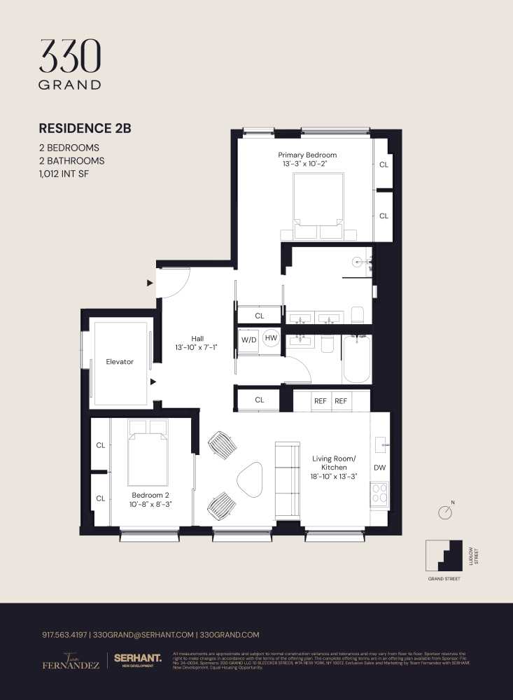 Floorplan for 330 Grand Street, 2B