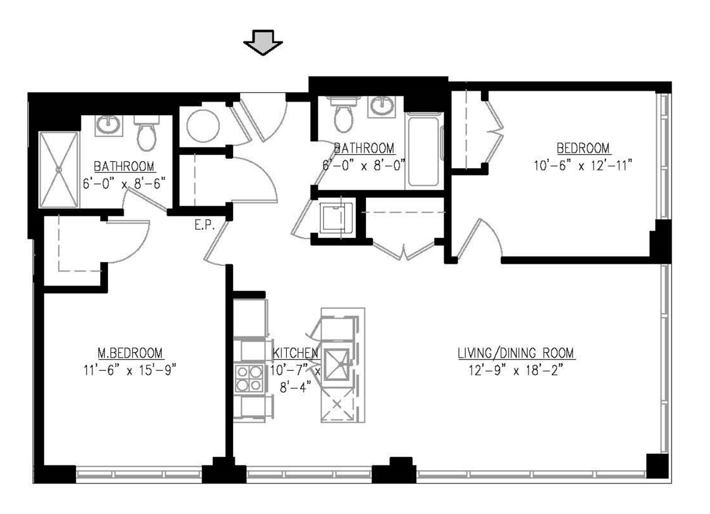 Floorplan for 226 Clifton Place, 3B