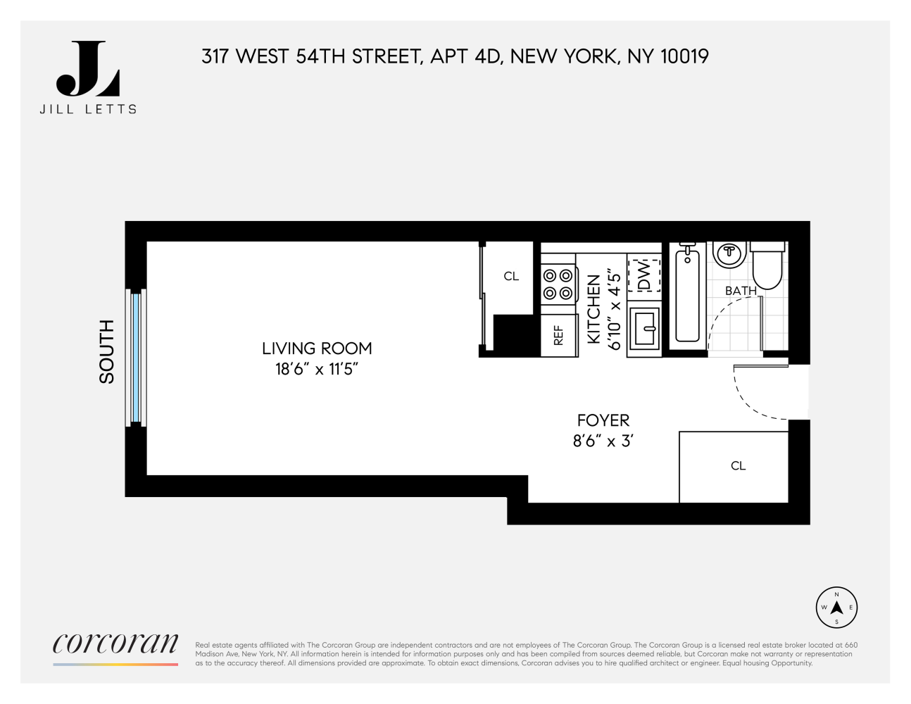 Floorplan for 317 West 54th Street, 4D