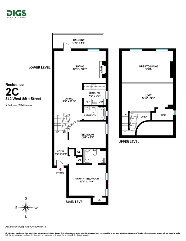 Floorplan for 342 West 85th Street, 2C